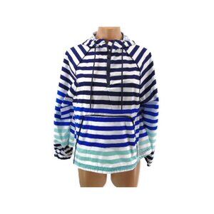 Hunter x Target Womens Blue White Striped Size XS Pullover Windbreaker 1/2 Zip
